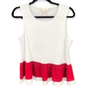 NWOT Maison Jules Women's Striped Small Ruffle Top